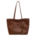 Sac Cabas Tisse Marron Grande Capacite Casual Sac Bandouliere Ete Mode Tendance Chic - Sans Pendentif / Marron