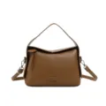 Braune Leder Umhängetasche für Damen, stilvolle minimalistische Handtasche mit Griff und Gurt. - Braun