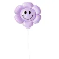 Palloncino in alluminio margherita smiley viola con bastoncino per feste e decorazioni - Clip + Bastoncino / Viola