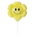 Palloncino in foglia di margherita smiley giallo con bastone festa portatile grazioso palloncino fiore - Clip + Bastoncino / Giallo