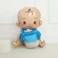 3D baby foil balloon detail shot, perfect for birthday party decorations and baby shower events. - 3D Baby Boy Holding Milk Bottle