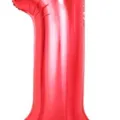 Red number 1 foil balloon for birthday party decorations and anniversary celebrations. - 40 Inch Number 1 / Red