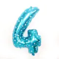 Blue number 4 foil balloon with white stars for birthday party decoration events. - 32-Inch Blue Print 4