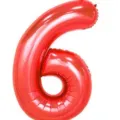 Red number 6 foil balloon for birthday party decoration, metallic shiny helium balloon. - 40 Inch Number 6 / Red
