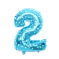 Blue number 2 foil balloon with white stars for birthday party decoration and events. - 32-Inch Blue Print 2