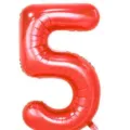 Red number 5 foil balloon for birthday party decorations, shiny metallic helium balloon. - 40 Inch Number 5 / Red