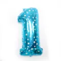 Blue number 1 foil balloon with white star pattern for birthday party celebration decoration. - 32-Inch Blue Print 1