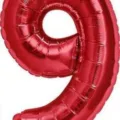 Red number 9 foil balloon for birthday party decorations, shiny metallic large balloon. - 40 Inch Number 9 / Red