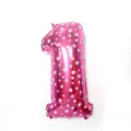 32 Inch Pink Number 1 Foil Balloon with Heart Print for Birthday Party and Celebration Decor - 32-Inch Pink Printed 1