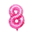 32 inch pink number 8 foil balloon with white hearts for birthday party celebration decoration - 32-Inch Pink Printed 8