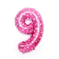 Pink number 9 foil balloon with white heart pattern for birthday party and celebration decor - 32-Inch Pink Printed 9