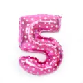 32 Inch Pink Heart Foil Number 5 Balloon for Birthday Party Celebration and Event Decor - 32-Inch Pink Printed 5