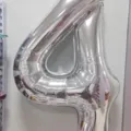 Silver number 4 foil balloon for birthday party decorations, large size Mylar balloon. - 40 Inch Number 4 / Silver