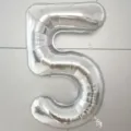 40 Inch Silver Number 5 Foil Balloon For Birthday Party Event Decoration Mylar Balloon - 40 Inch Number 5 / Silver