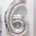 40 inch silver number 6 foil balloon for birthday party and anniversary celebration decor. - 40 Inch Number 6 / Silver