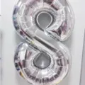 Silver number 8 foil balloon for birthday and anniversary party decoration, large size variant. - 40 Inch Number 8 / Silver