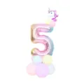 Kit balonou me arithmo 5 monokeros kai pastel latex mpalonia gia parti genethlion. - Ροζ ντεγκραντέ και μοβ μονόκερος 5