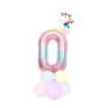 Unicorn pink gradient number 0 foil balloon set for birthday wedding party decoration setup - Pink Gradient & Colorful Unicorn Number 0