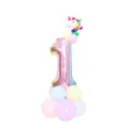 Unicorn number 1 foil balloon pastel latex balloon set for birthday party decoration - Pink Gradient & Colorful Unicorn Number 1