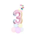 Unicorn number 3 foil balloon set pastel balloon column for birthday party decoration - Pink Gradient & Colorful Unicorn Number 3