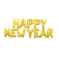 Palloncini in foglia d'oro con lettere Buon Anno, perfetti per decorazioni feste festive. - Set di palloncini con lettere Buon Anno oro (versione USA)