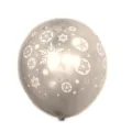 Palloncino decorativo natalizio grigio stampato con fiocchi, articolo SKU da festa. - 10 palloncini in lattice trasparenti con fiocchi di neve