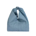 Blue denim Japanese style knotted triangle tote bag stylish casual handbag for women main view - Light Blue