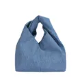 stylish blue denim knot handbag casual wrist bag minimalist tote bag for women summer trend - Denim Blue