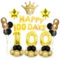 Grande set di palloncini per festa di compleanno 100 giorni corona decorazione neonato. - Set corona dorata 100 giorni oro media