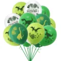12-inch dinosaur latex balloon set for birthday party decorations, green and white assorted. - Style 1 Dinosaur 16-Piece Set