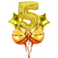 Basketball number 5 foil balloon set star balloons for boy birthday party decorations main view - 5pcs Basketball Set 5