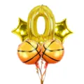 Basketball number 0 foil balloon set for boys birthday party decoration and celebration backdrop. - 5pcs Basketball Set 0