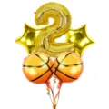 Basketball number foil balloon set, perfect for boy's sports themed birthday party decor. - 5pcs Basketball Set 2