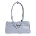 Borsa a spalla in pelle azzurra con fibbia, borsa a baguette retro da donna chic. - Blu