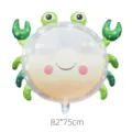 Cute crab foil balloon double layer transparent bubble balloon for ocean animal party decor. - Crab Bubble Balloon / Green