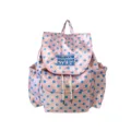 Trendy pink polka dot satin backpack for women, casual daily travel school shoulder bag. - With Pendant / Pink