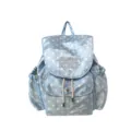 Chic blue polka dot backpack with drawstring closure, casual stylish daily daypack for women. - With Pendant / Blue