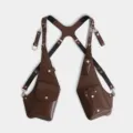 Retro PU leather shoulder holster bag for men and women, vintage underarm multi-pocket pack. - Coffee-Colored Strap Bag