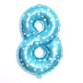 Blue number 8 foil balloon with white stars for birthday party celebration decor 32 inch - 32" Blue Print Number 8