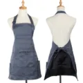Dark grey multi-pocket halter work apron for restaurant cafe shop uniform front view style - 70*70cm / Gray
