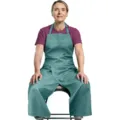 Grüne lange Arbeitsschürze mit Beinschlitz für Töpferei Küche und professionelles Arbeiten - Grau