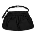 Black garden picking apron with large pockets and adjustable quick-release buckle strap. - Black