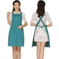 Adjustable cross back apron with pocket, durable cotton blend work apron for daily use. - Polyester / Blue