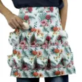Delantal de recolección de huevos de lona con 12 bolsillos, estampado floral tropical granja. - Flores Frescas Bolsillos de Dos Filas
