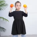 Grembiule nero in cotone e lino per bambini, bavetta protettiva per pittura e cucina. - Cotone e lino per bambini - Nero