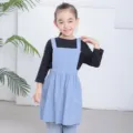 Grembiule da Bambino in Cotone Lino Simpatico Grembiulino Arte con Tasca Blu Chiaro - Cotone e lino per bambini - Blu