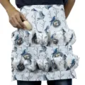 Delantal de recolección de huevos de lona con bolsillos, lindo estampado de pájaros para mujeres. - Nido de Pájaro Bolsillos de Dos Filas