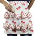 Delantal de recolección de huevos con estampado de frambuesa y múltiples bolsillos. - Frambuesa Bolsillos de Dos Filas