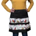 Delantal de recolección de huevos de mezclilla para mujer bolsillos granja pollo - Gallo y Flores Bolsillos de Dos Filas