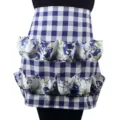 Delantal de recolección de huevos con 12 bolsillos prácticos, cuadros azules y diseño floral lindo - Cuadros Azules Bolsillos de Dos Filas
